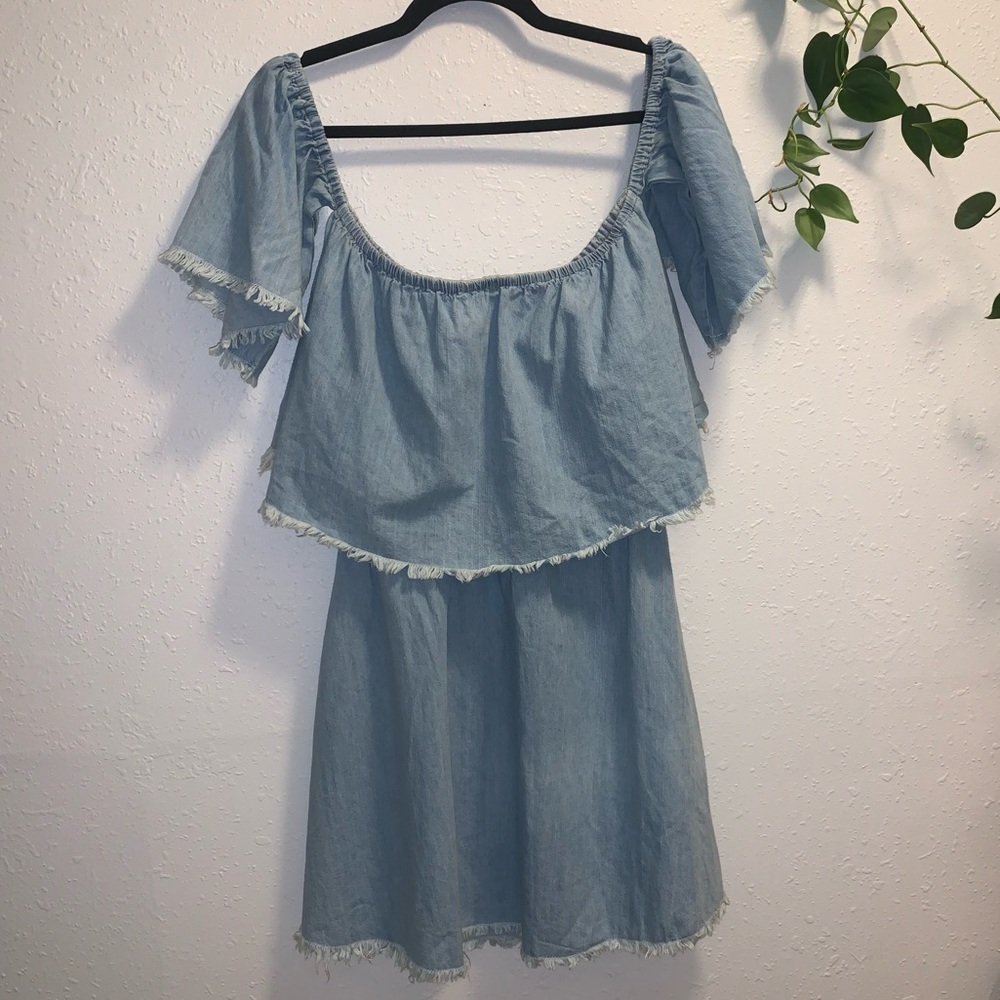 Off The Shoulder Denim Mini Dress